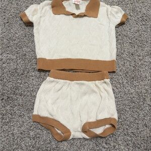 Cat & Jack Cream and Brown Knit  Set